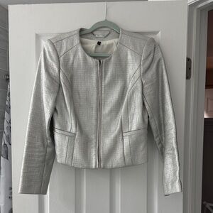 White House Black Market Metallic Silver Blazer